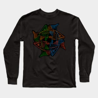 Salmon drawing in four colors Long Sleeve T-Shirt